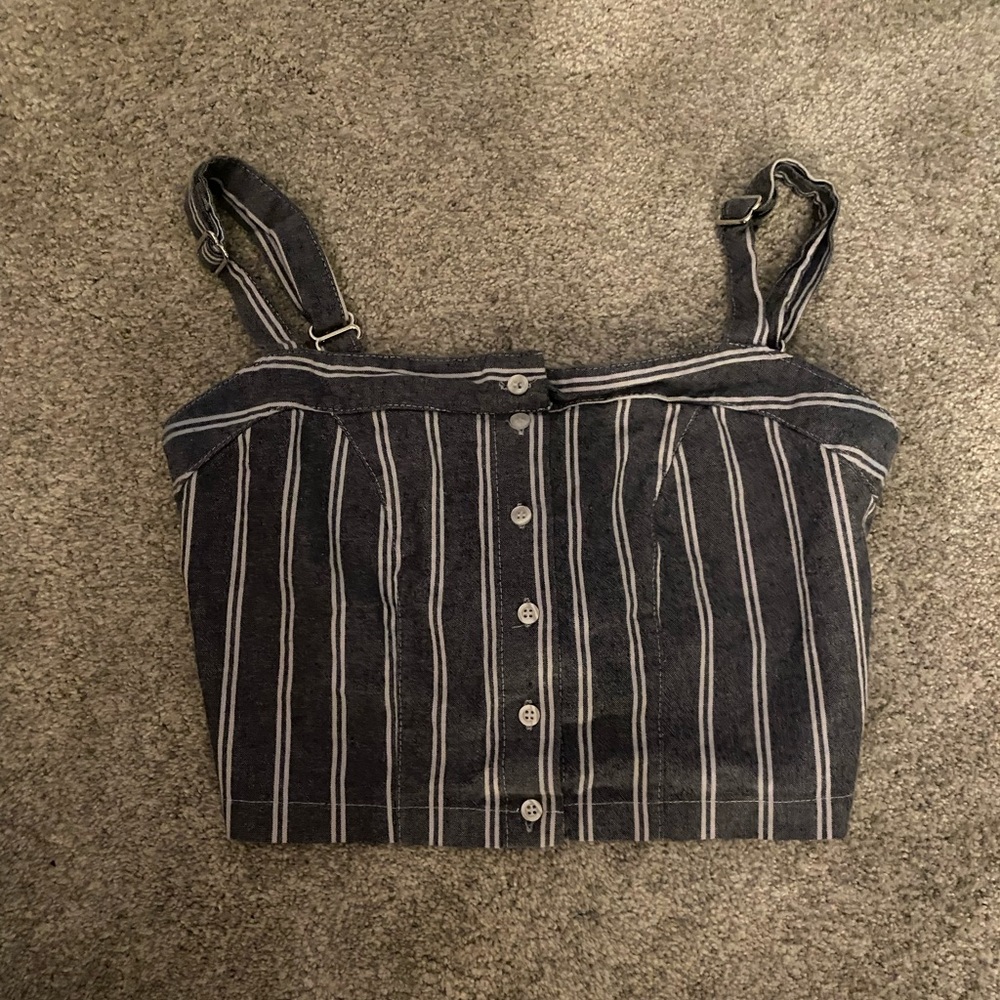 blue and white striped brandy melville tank top